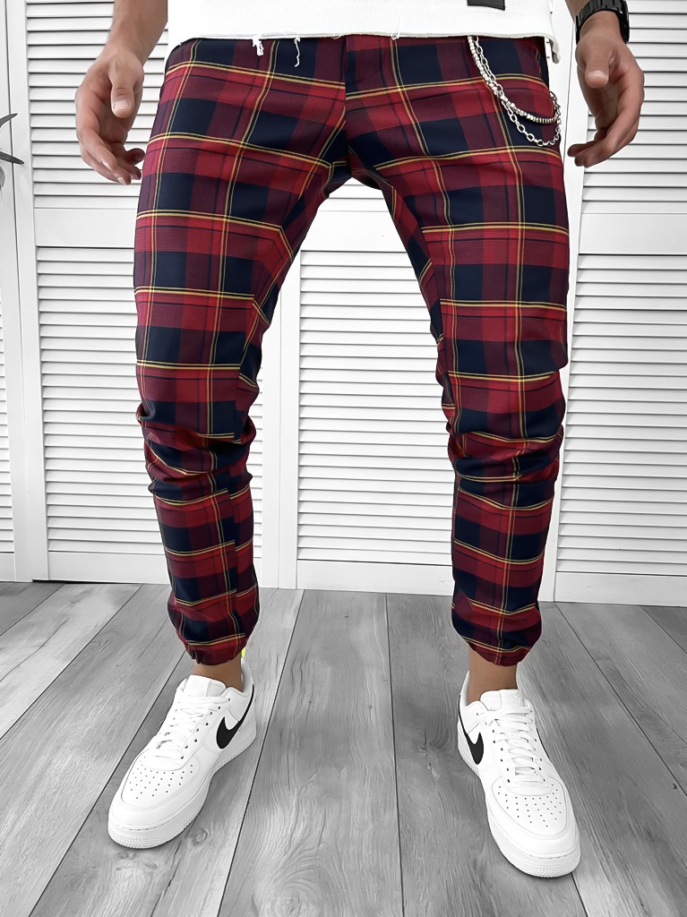 Pantaloni Barbati Casual in Carouri Regular Fit