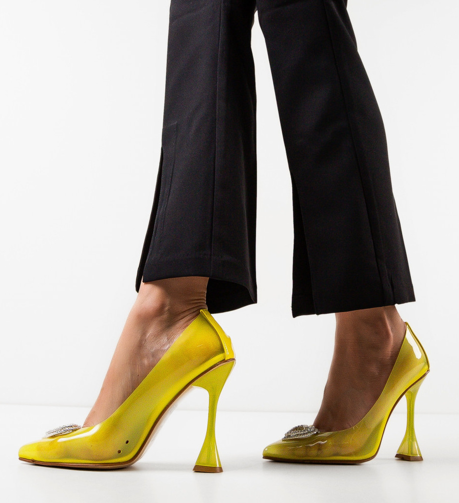 Pantofi Toc Galbeni Eleganți Myhear - imagine 5