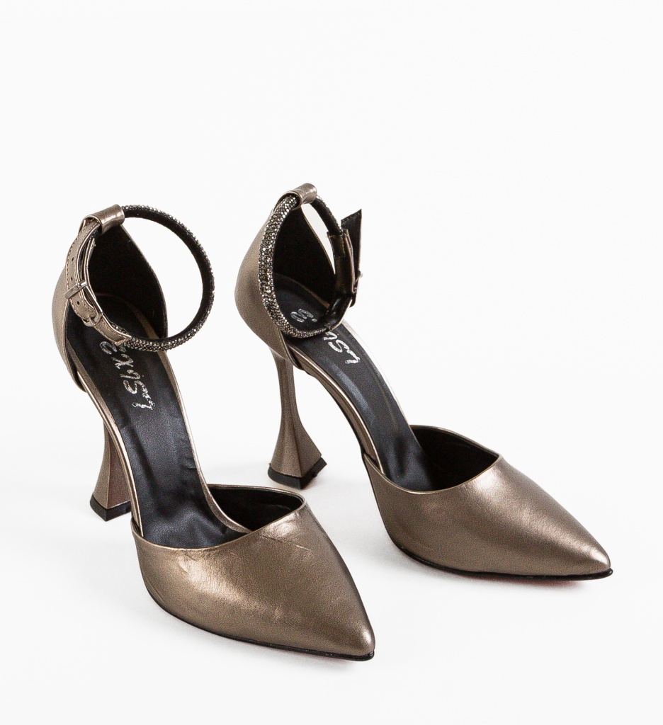 Pantofi Eraty Gri Eleganți cu Toc - imagine 8
