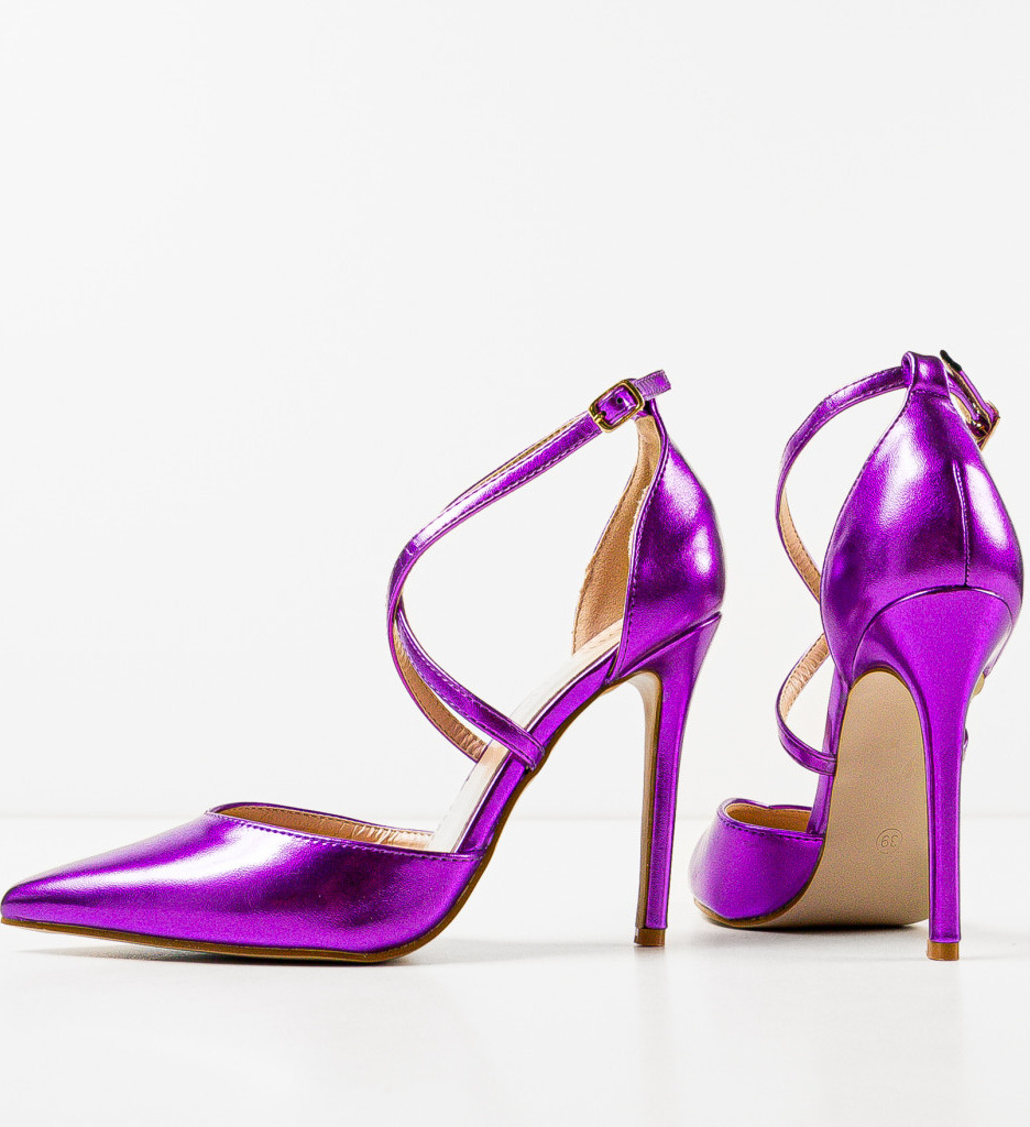 Pantofi cu Toc Eleganți Mov | Arpat - imagine 15
