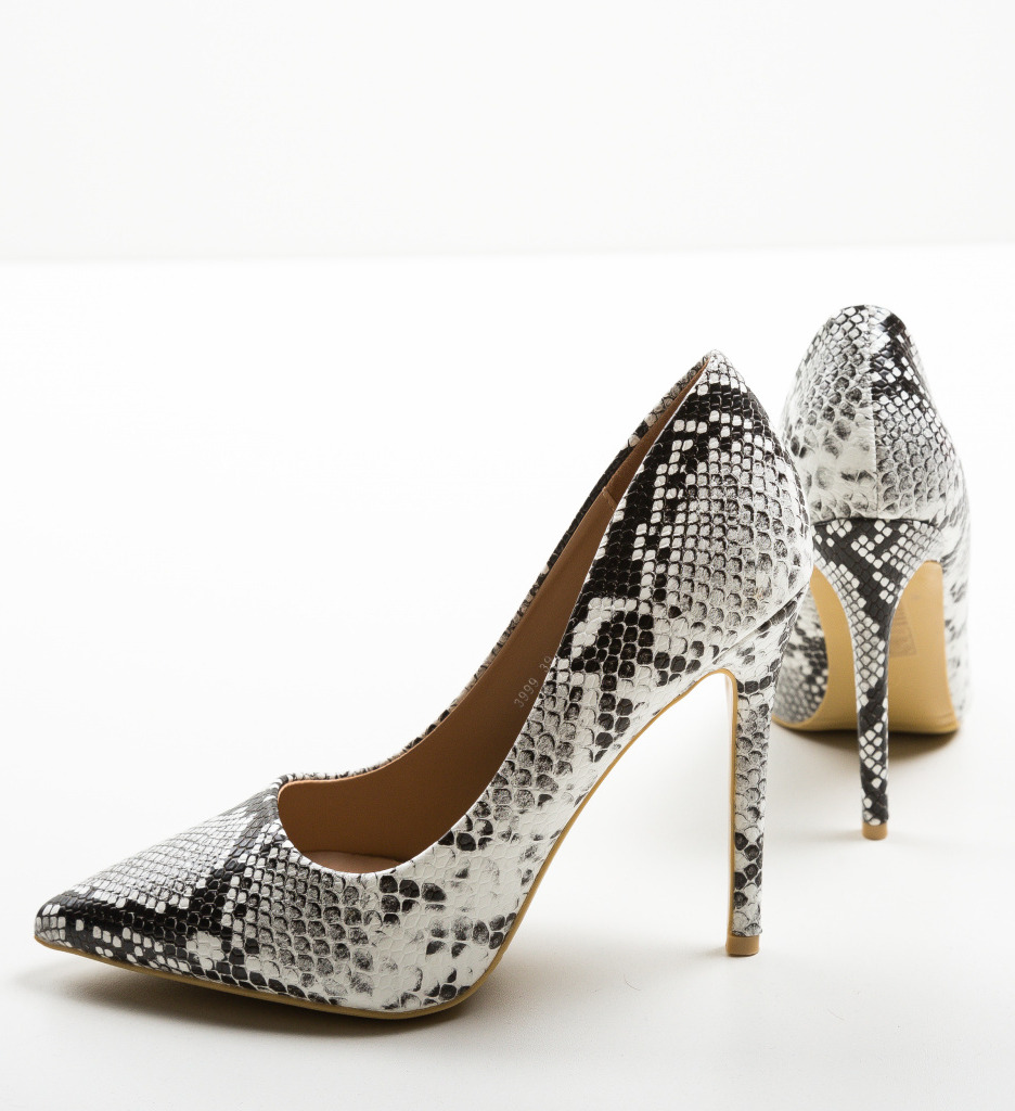 Pantofi Fear Albi cu Toc Eleganți - imagine 5