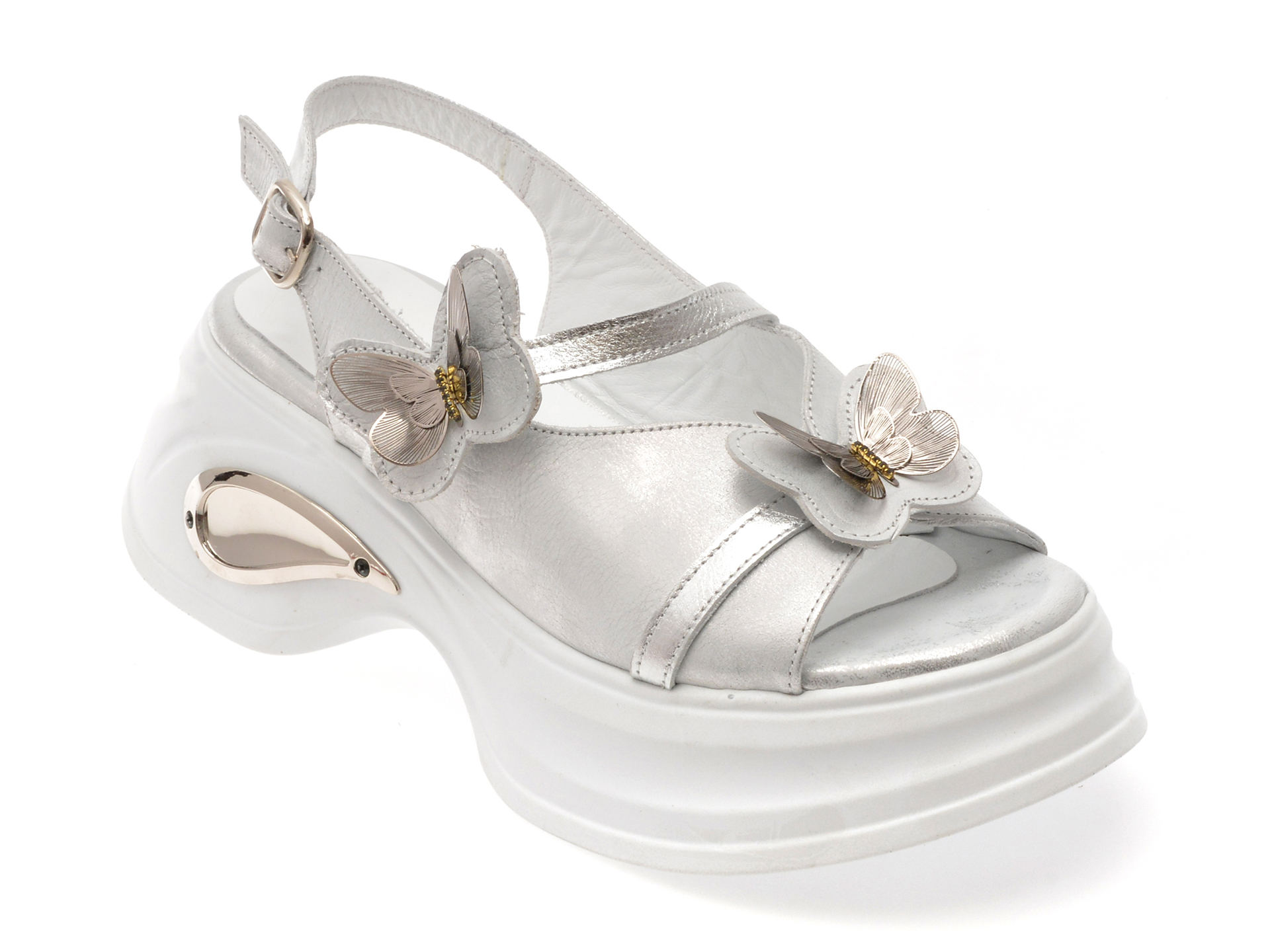 Sandale GRYXX Argintii Piele Naturală Elegante