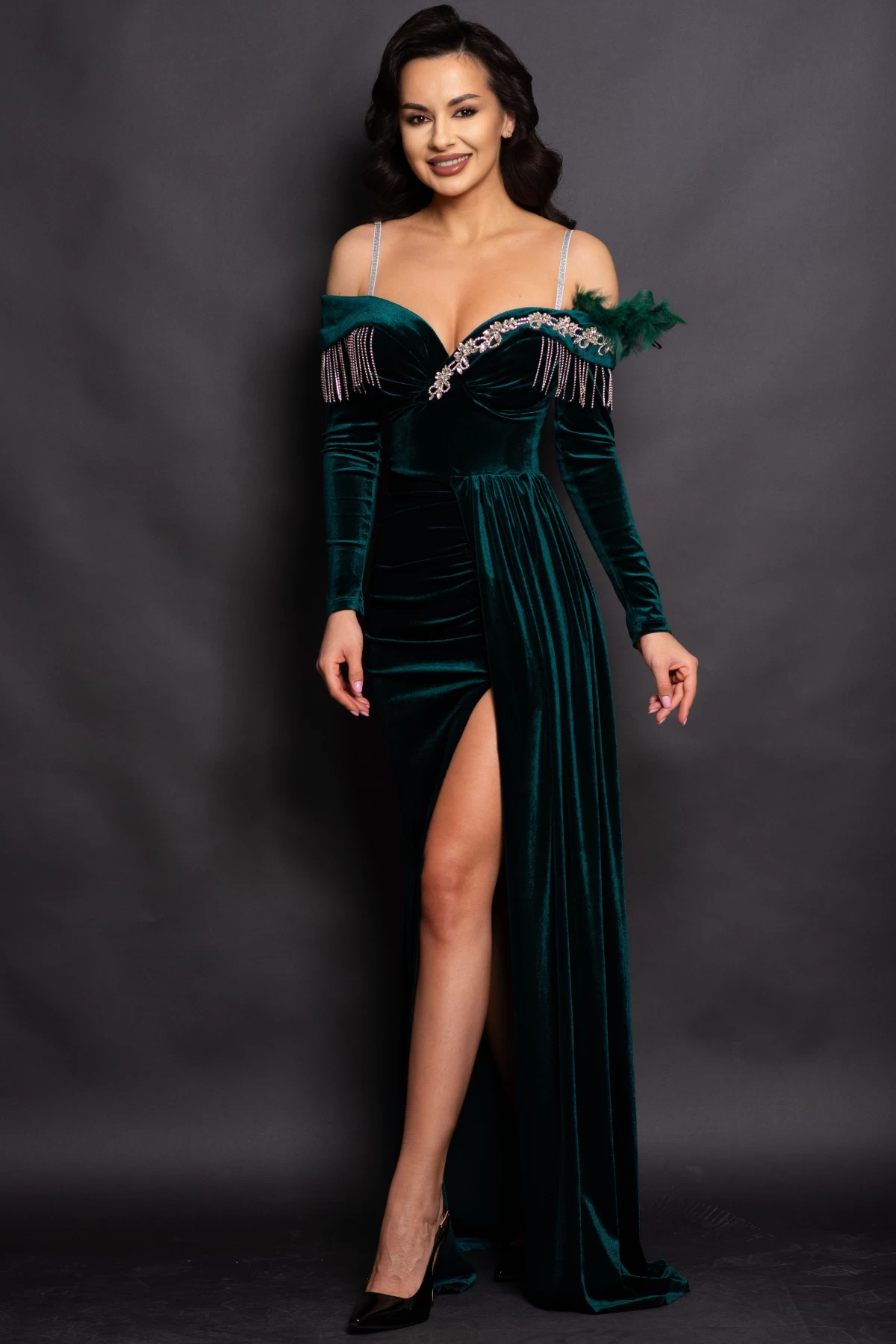 Chanttal Rochie Catifea Alizee cu Strassuri