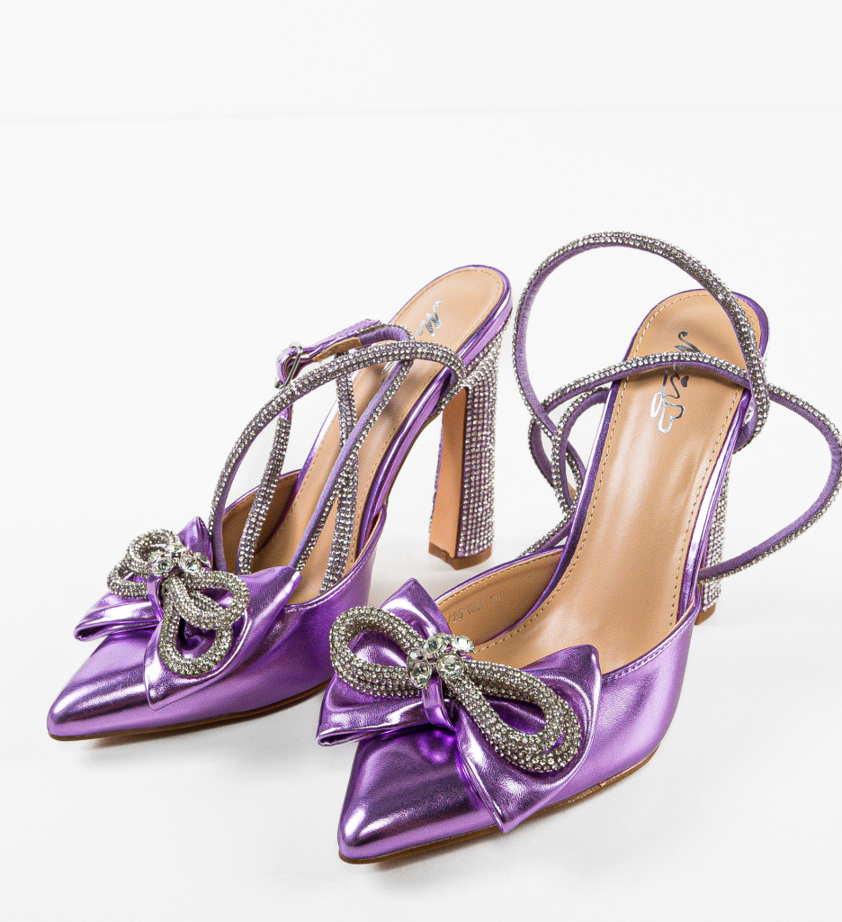 Pantofi Morakotha Mov cu Toc Eleganți - imagine 5