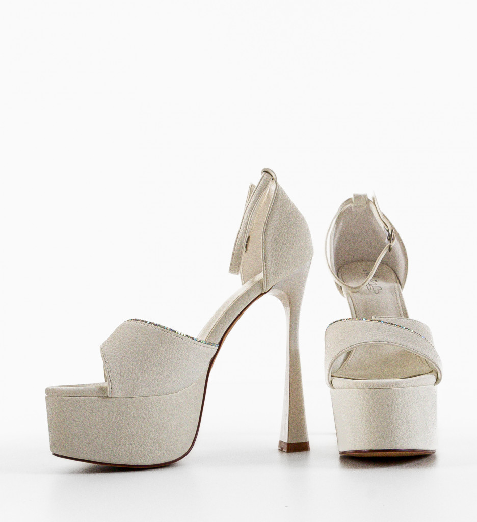 Sandale cu Toc Caribou Albe | Depurtat - imagine 7