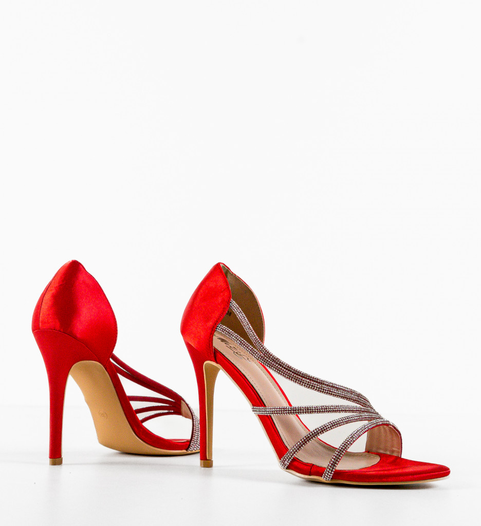 Sandale Bastille Rosii cu Toc Elegante - imagine 6