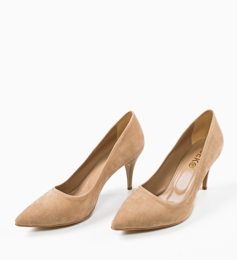 Pantofi Dama Jensy Bej cu Toc Elegant - imagine 5