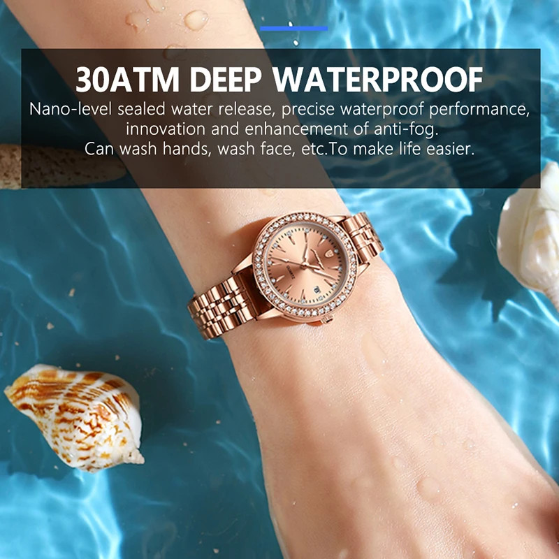 Ceas Dama Poedagar CS1674 Rose Gold Cadran Rosu - imagine 3