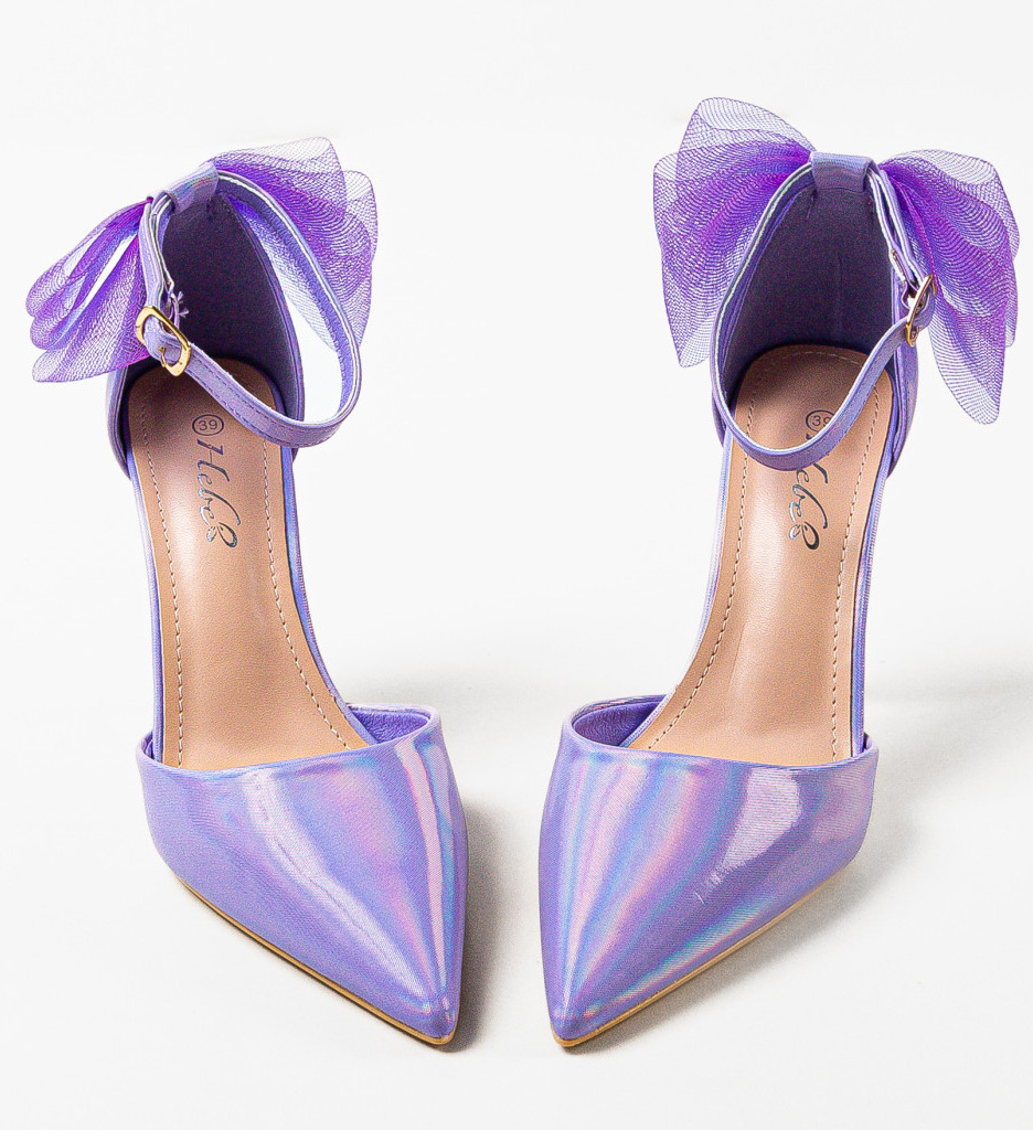 Pantofi dama Serrano Mov eleganți cu toc - imagine 5