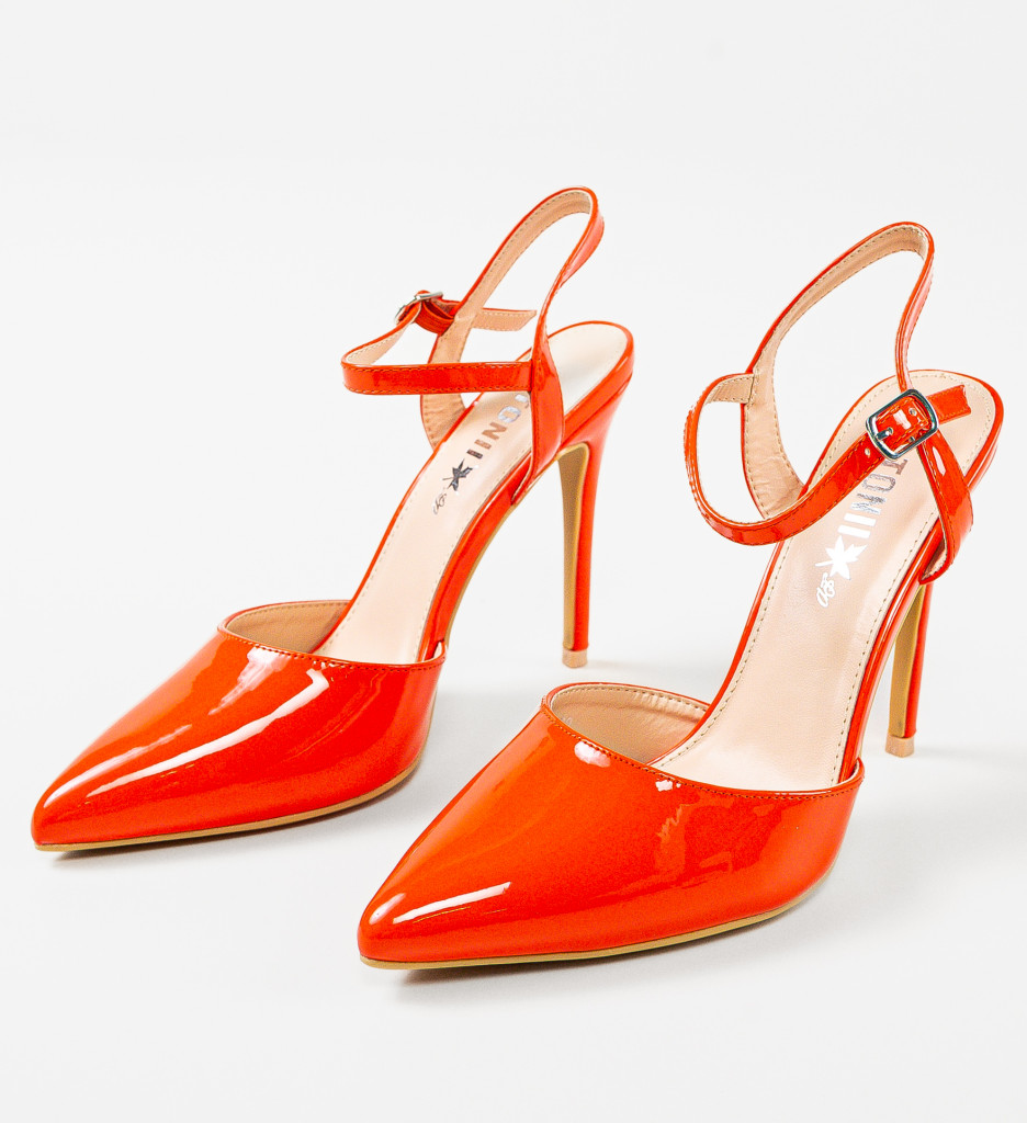 Pantofi cu toc Sambyal Portocalii - Eleganță Asigurată - imagine 5