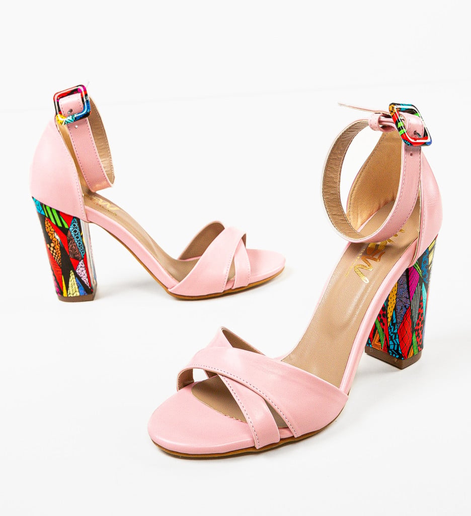 Sandale cu Toc Oligno Roz - Eleganță - imagine 7