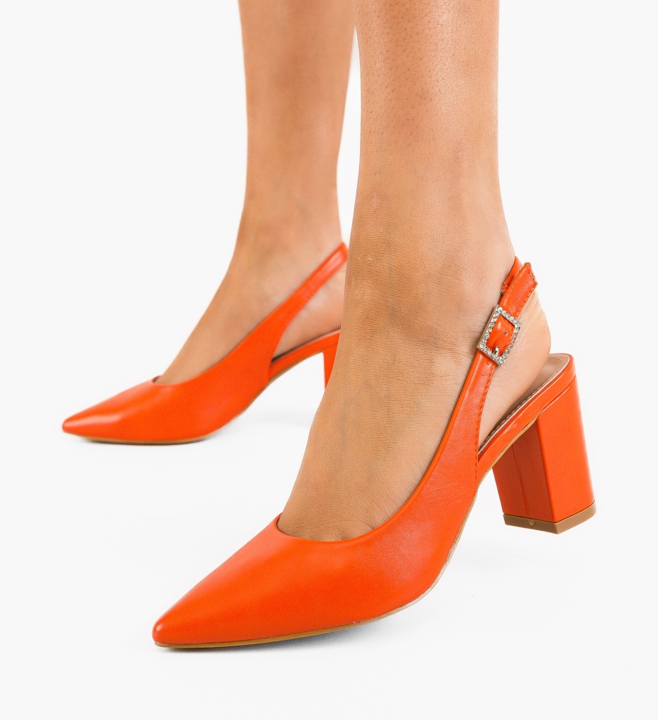 Pantofi Toc Leona Portocalii - Eleganță Asigurată - imagine 4