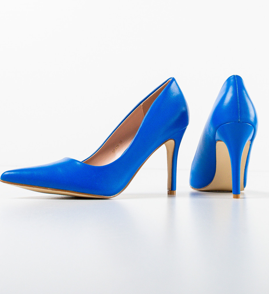 Pantofi Plazar Albastri cu Toc Eleganți - imagine 6