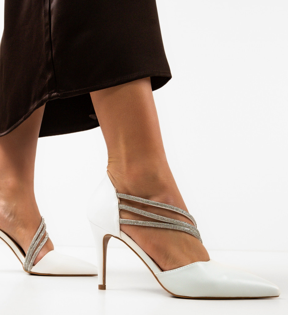 Pantofi Pratima Albi | Toc Elegant și Confort - imagine 2