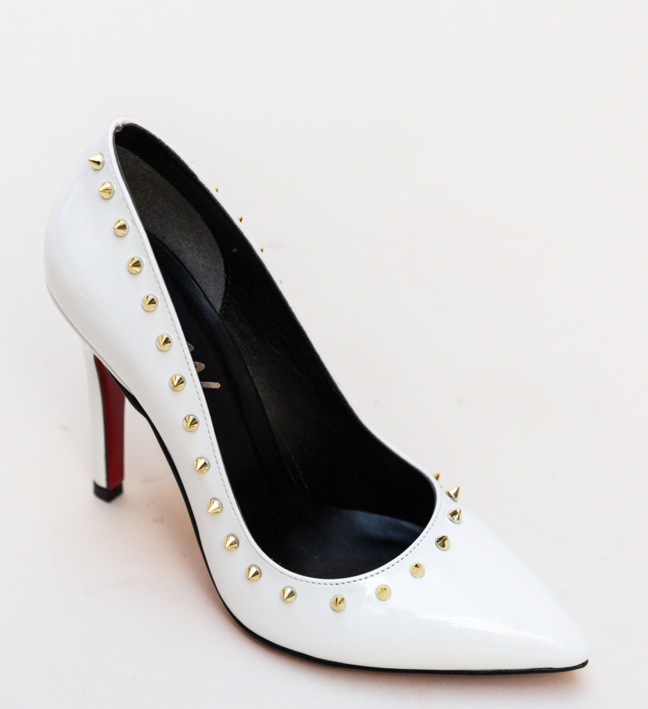 Pantofi cu Toc Albi Eleganți - Model Nicor - imagine 5