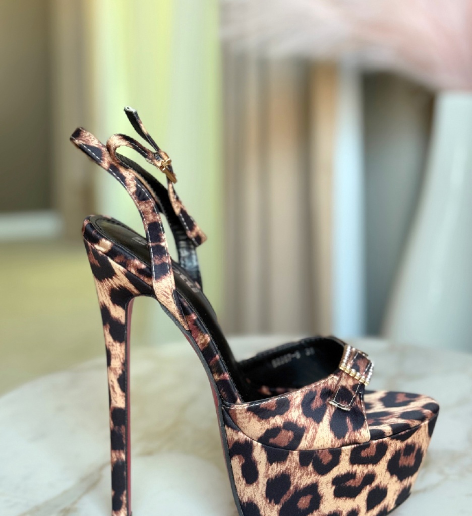 Sandale cu Toc Glintor Print | Design Elegant - imagine 2