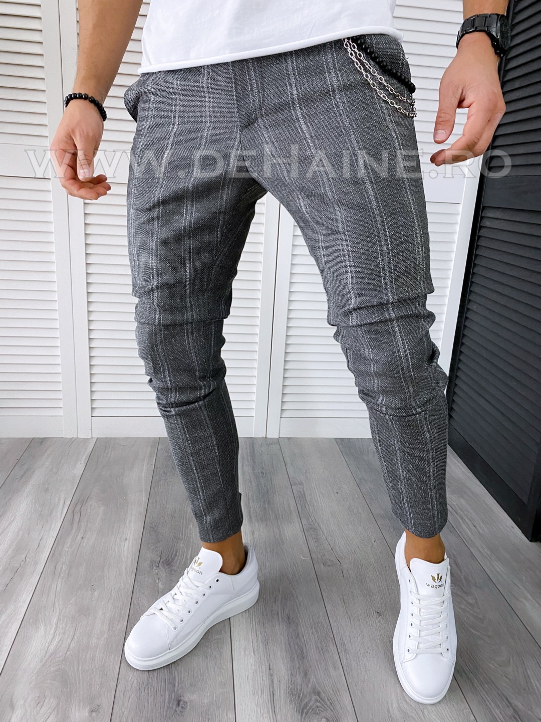 Pantaloni Barbati Gri Regular Fit Bumbac 100%