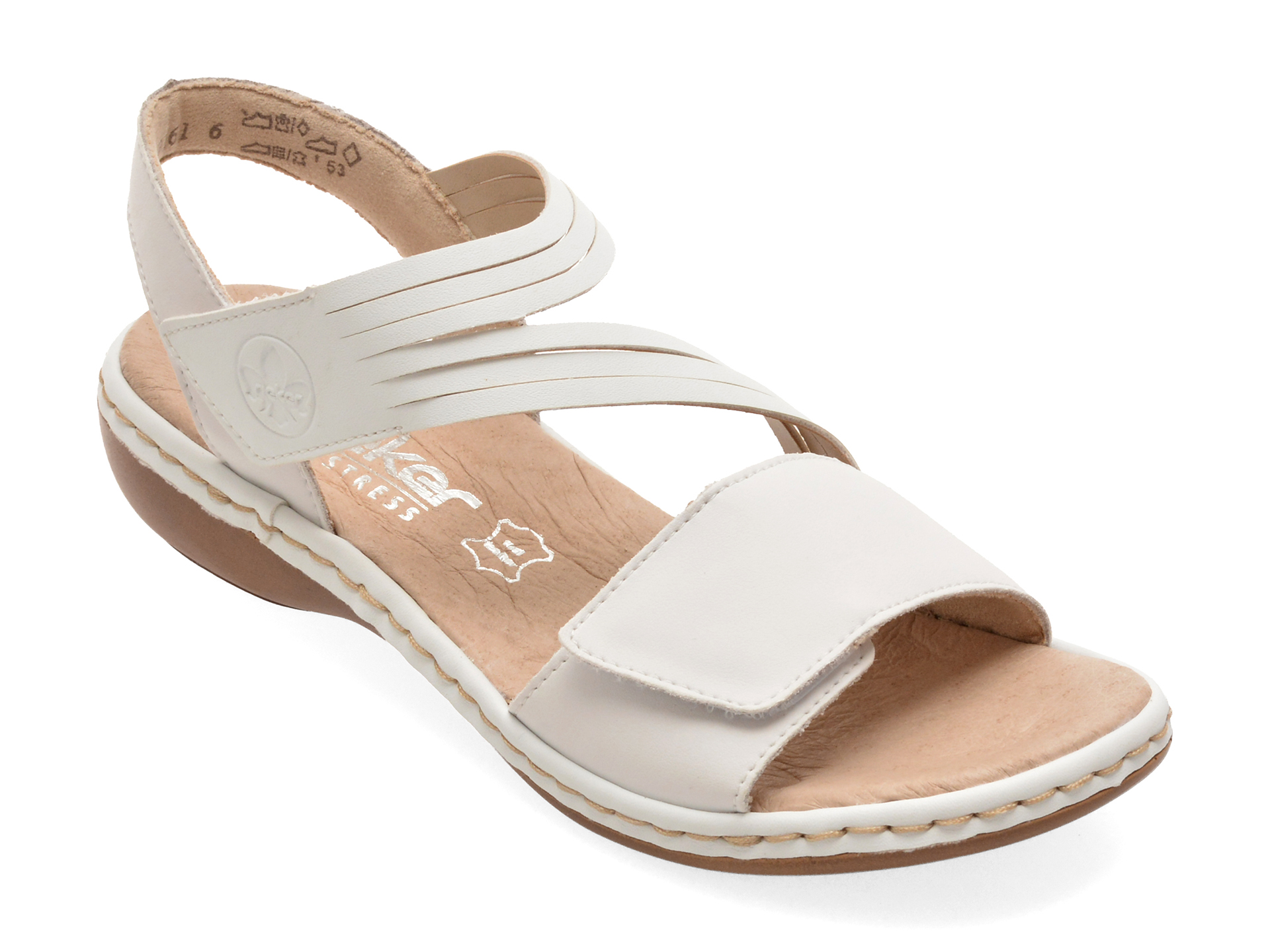 Sandale Rieker albe din piele - Confort - imagine 2