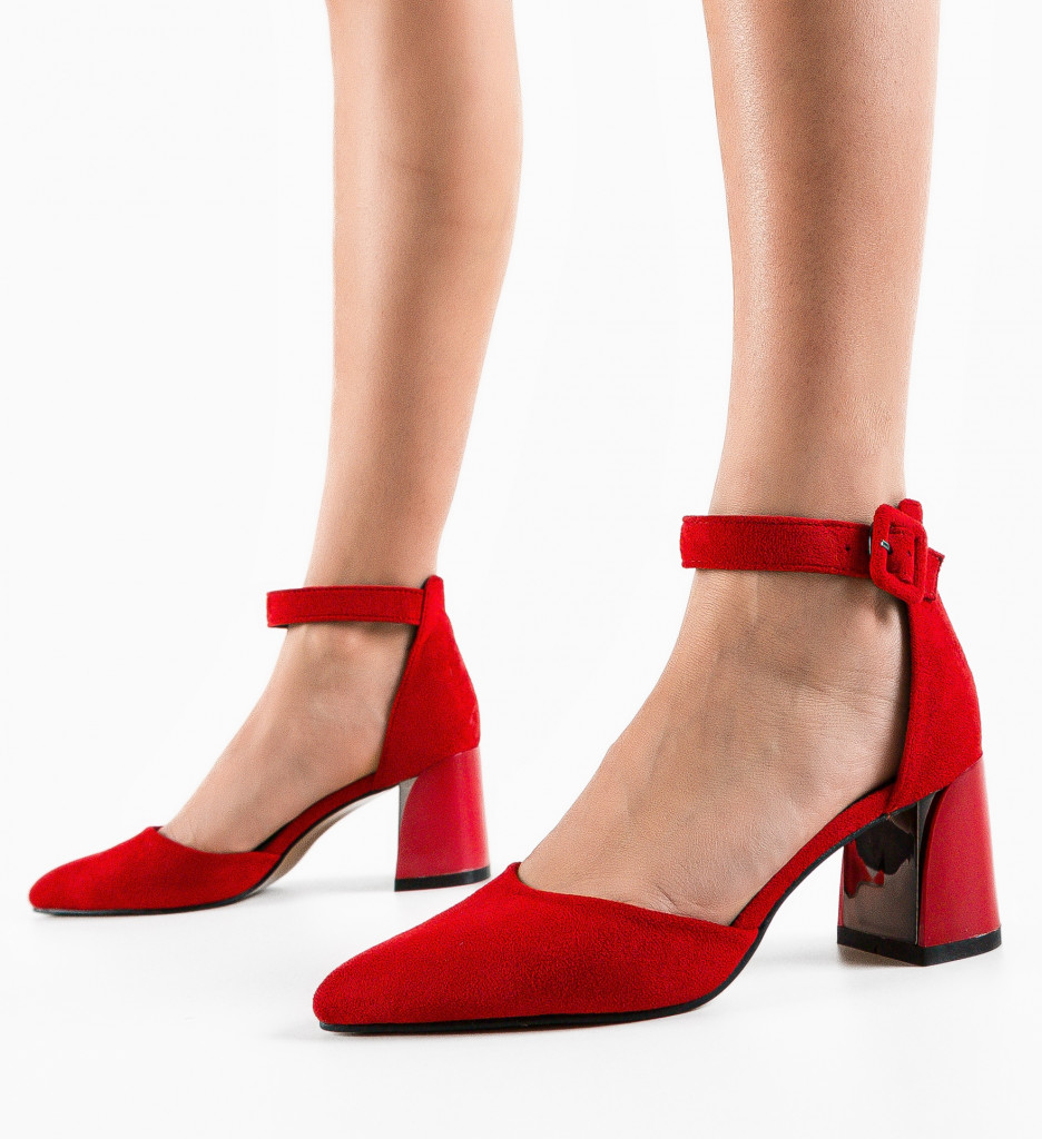 Pantofi Dama Gora Rosii cu Toc Eleganti - imagine 5