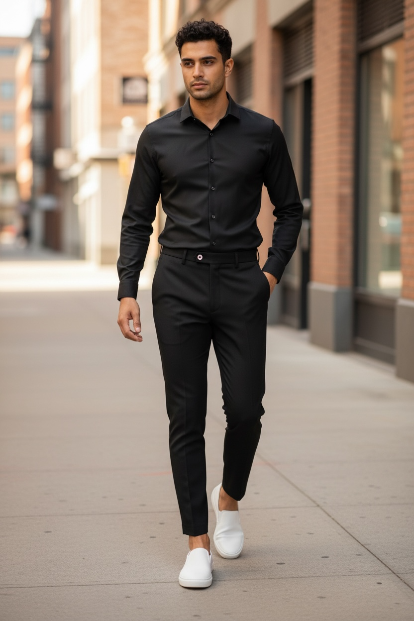 Pantaloni Eleganti Barbati Negri - Stil Office - imagine 2