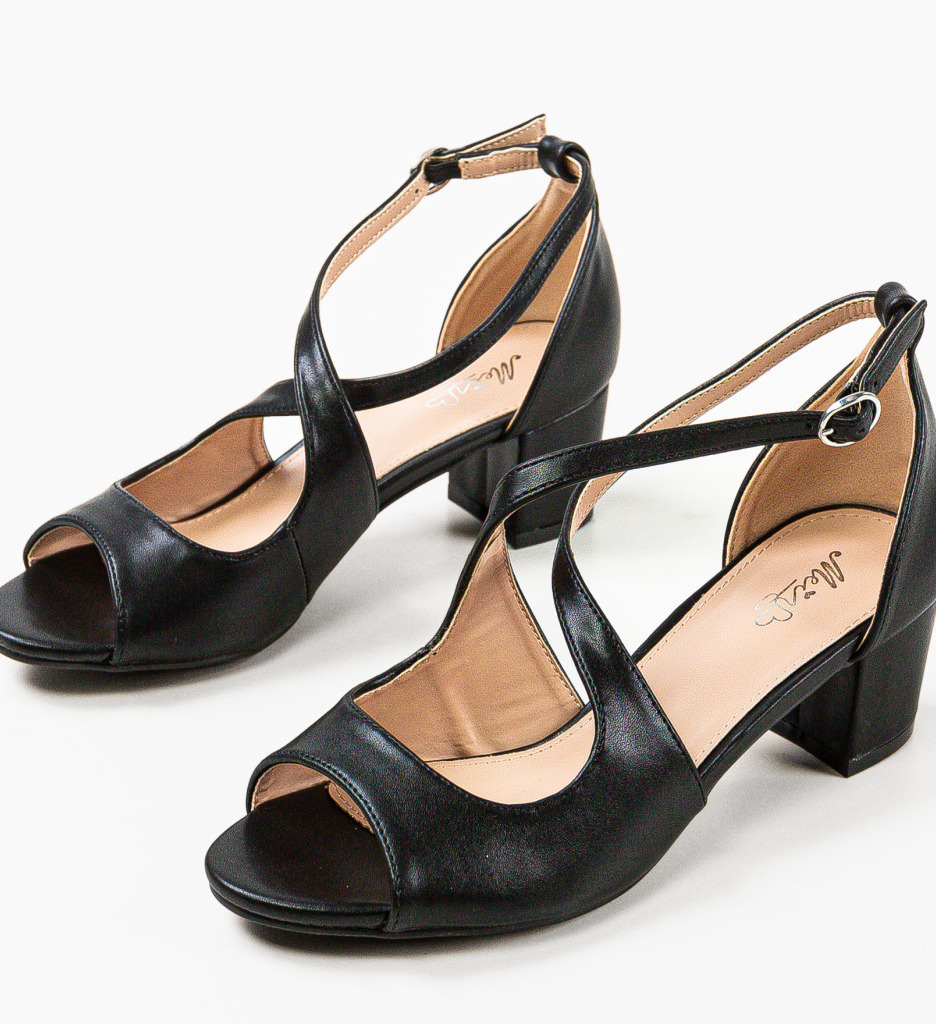 Sandale Dama Lifez Negre cu Toc Elegante - imagine 4