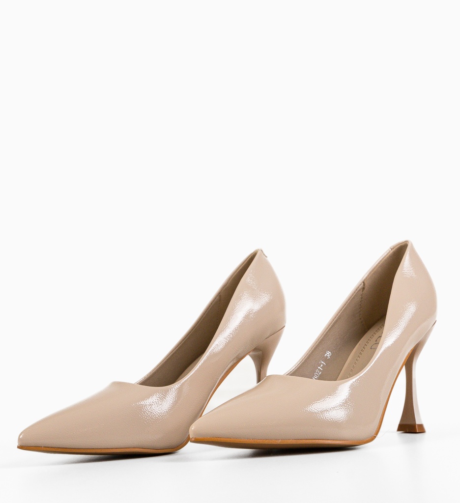 Pantofi Kikora Bej Eleganți cu Toc - imagine 6