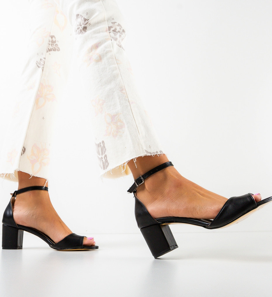 Sandale Miko Negre cu Toc Elegant