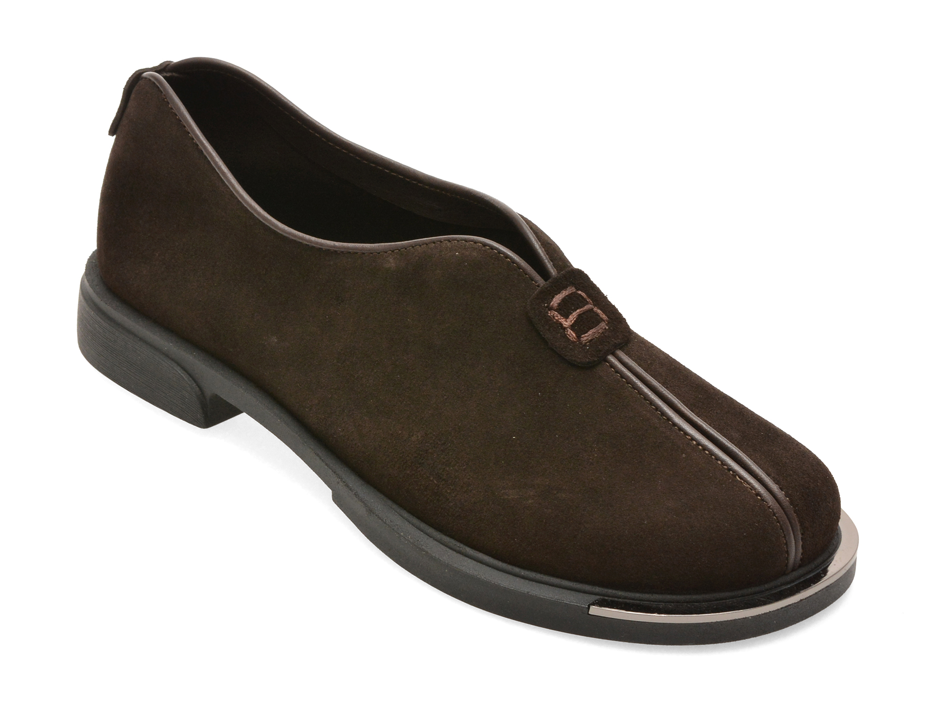 Pantofi IMAGE maro din piele intoarsa, slip-on confortabili