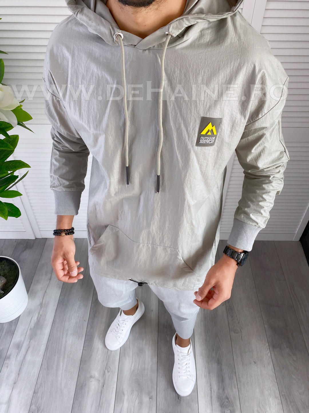 Geacă Bărbați Slim Fit Gri Deschis | Stil Urban