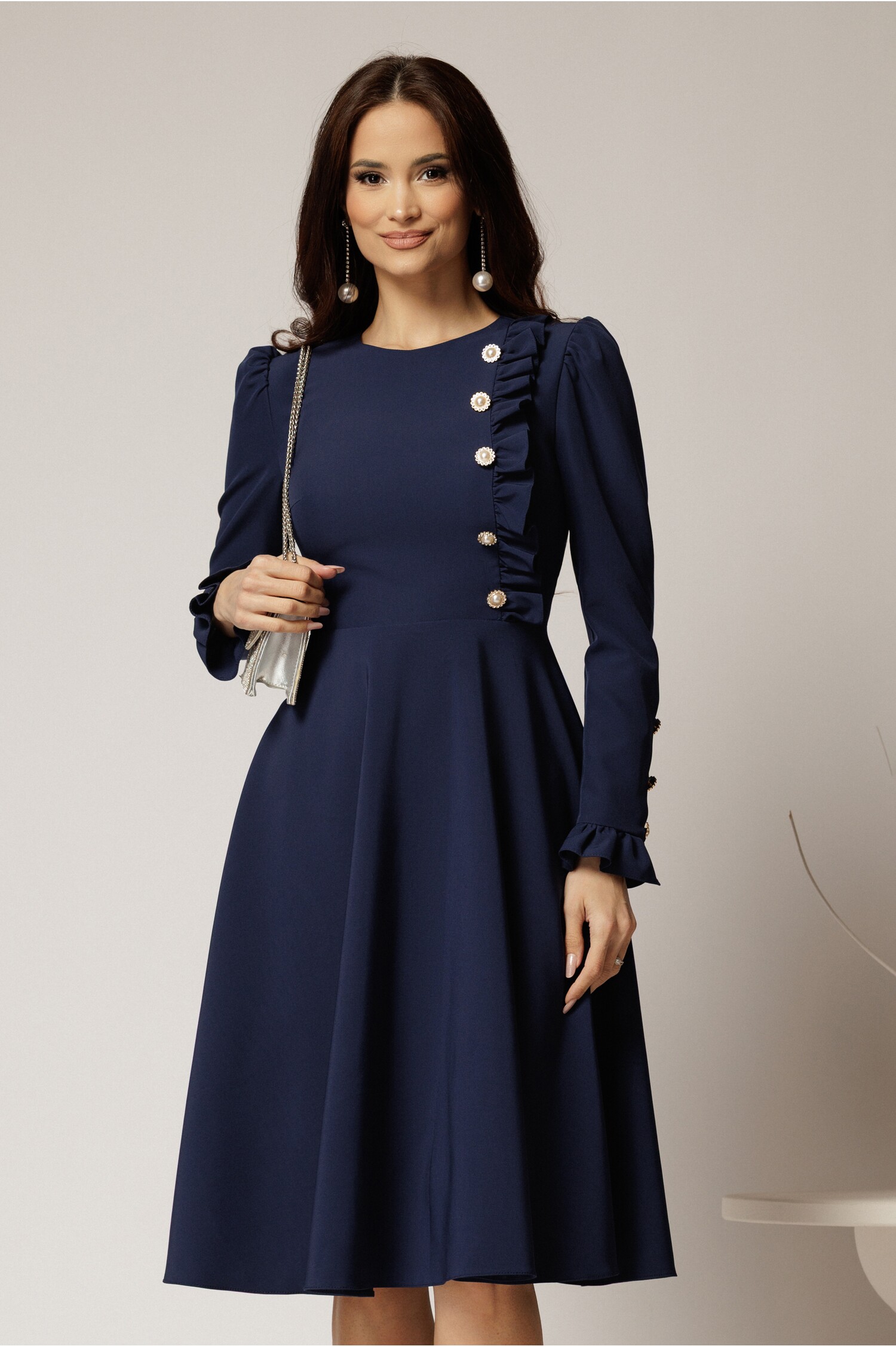 Rochie DY Fashion Bleumarin cu Volanase - Eleganță - imagine 2