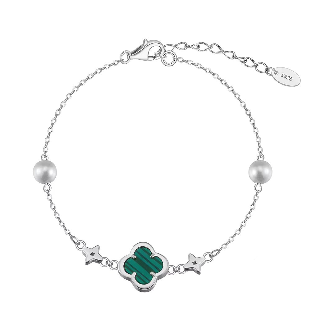 Bratara argint 925 trifoi cu perle naturale, Zhuhai