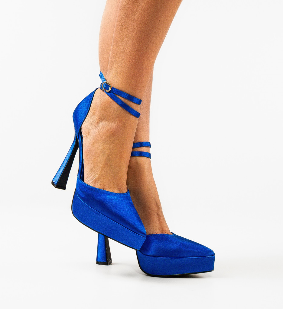 Pantofi Bartosz Albastri cu Toc Eleganți - imagine 2