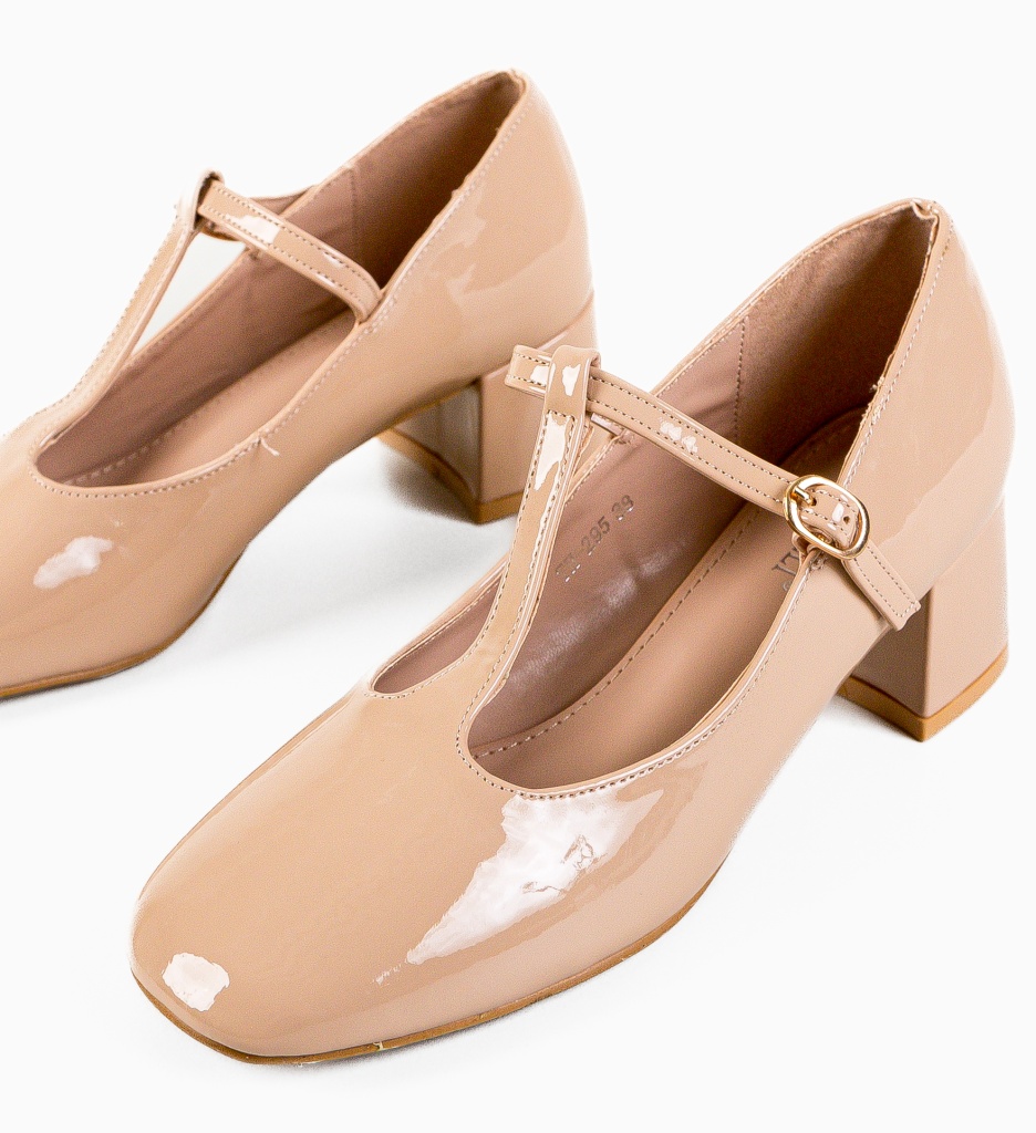Pantofi dama Ketofa Bej cu toc elegant - imagine 7