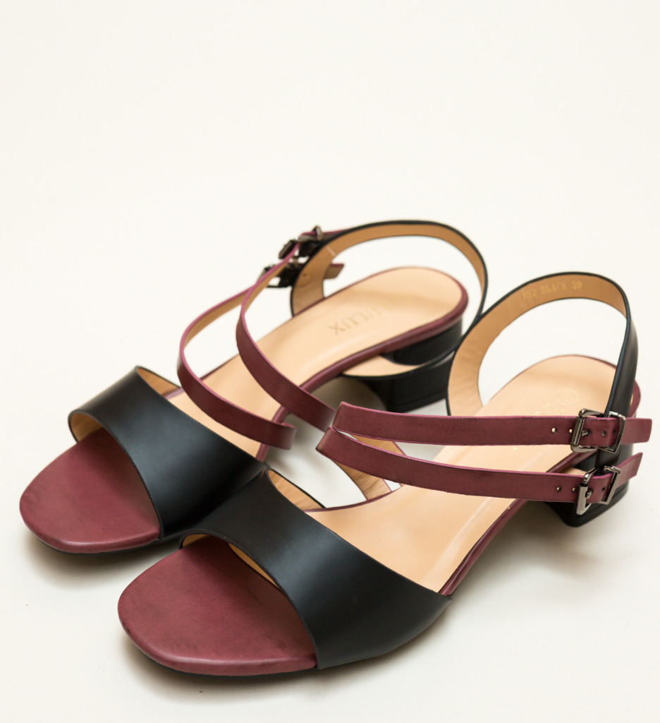 Sandale Terka Negre Elegante - Toc Stabil - imagine 6