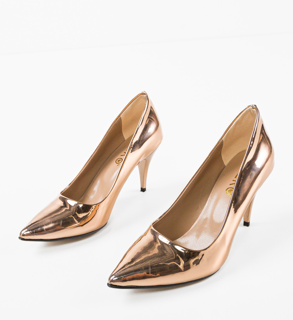 Pantofi dama Jensy Bronz toc elegant - imagine 6