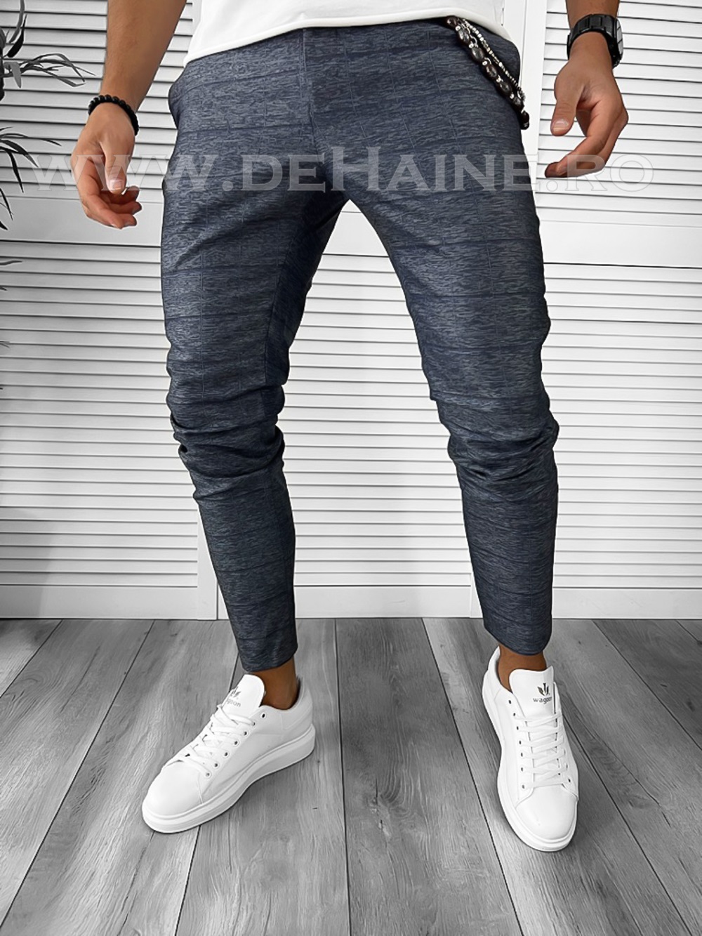 Pantaloni Barbati Gri Carouri Regular Fit