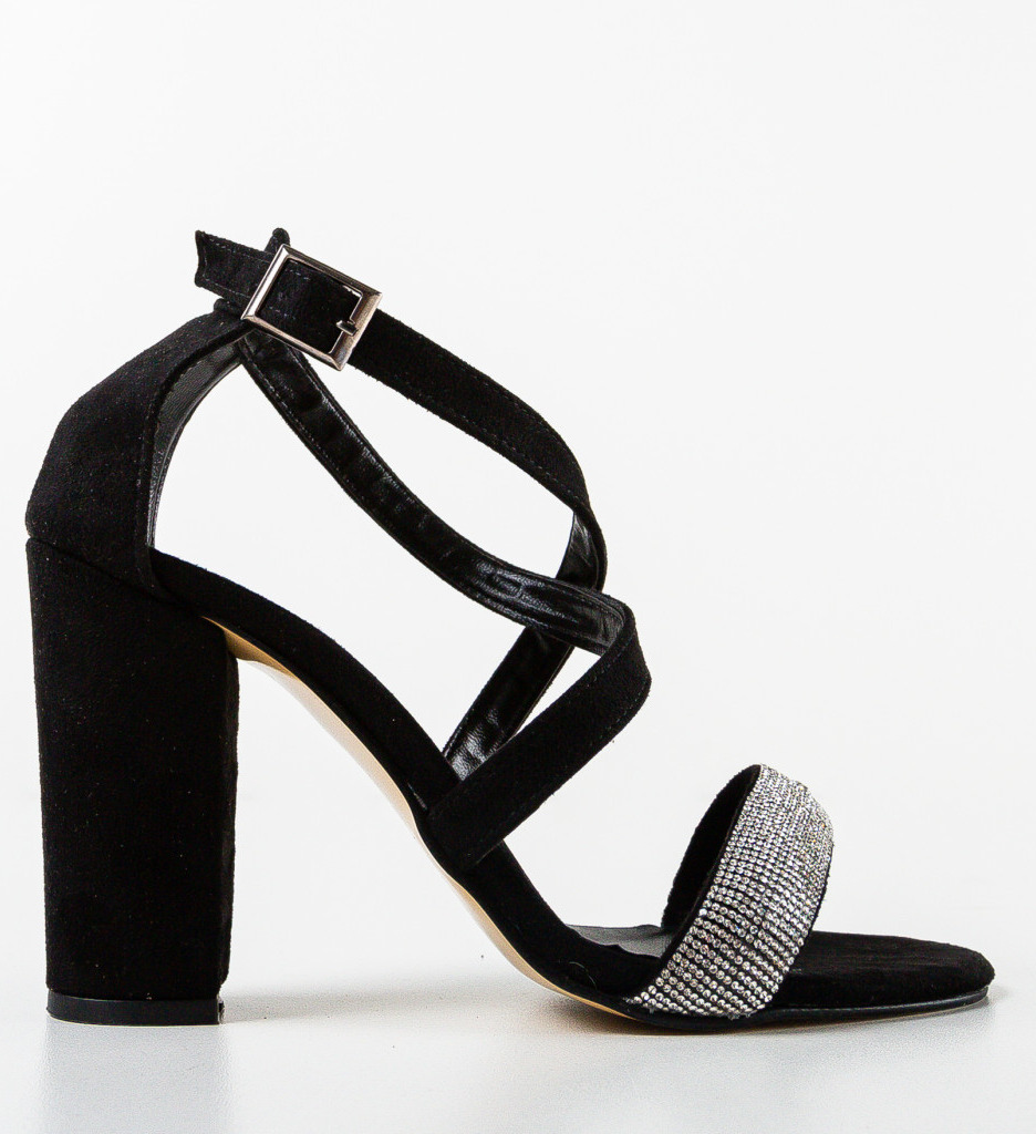 Sandale Terna Negre cu Toc Elegant - imagine 4