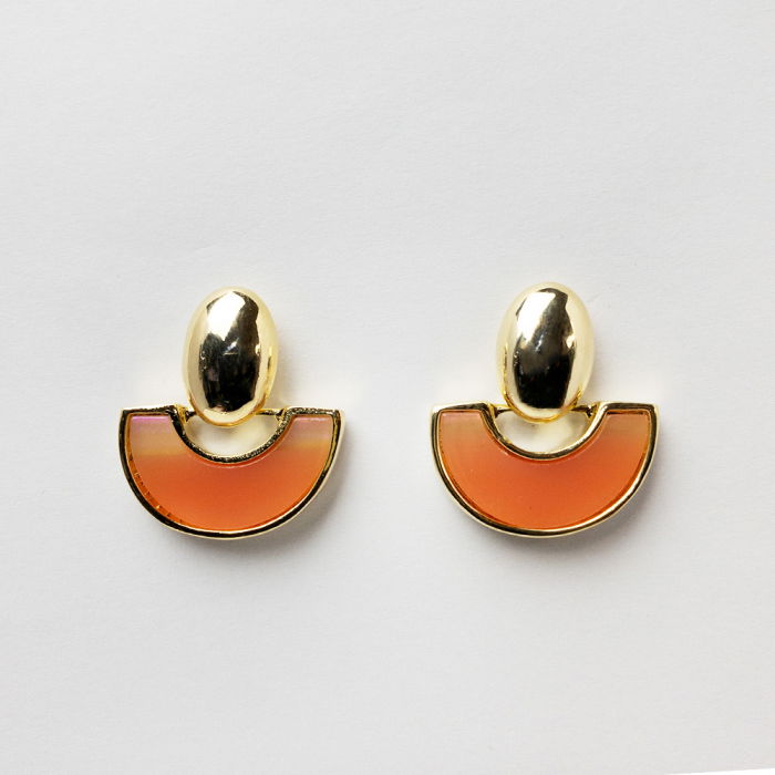 Cercei Aurii Roz Piersica | Shopika Stil Modern