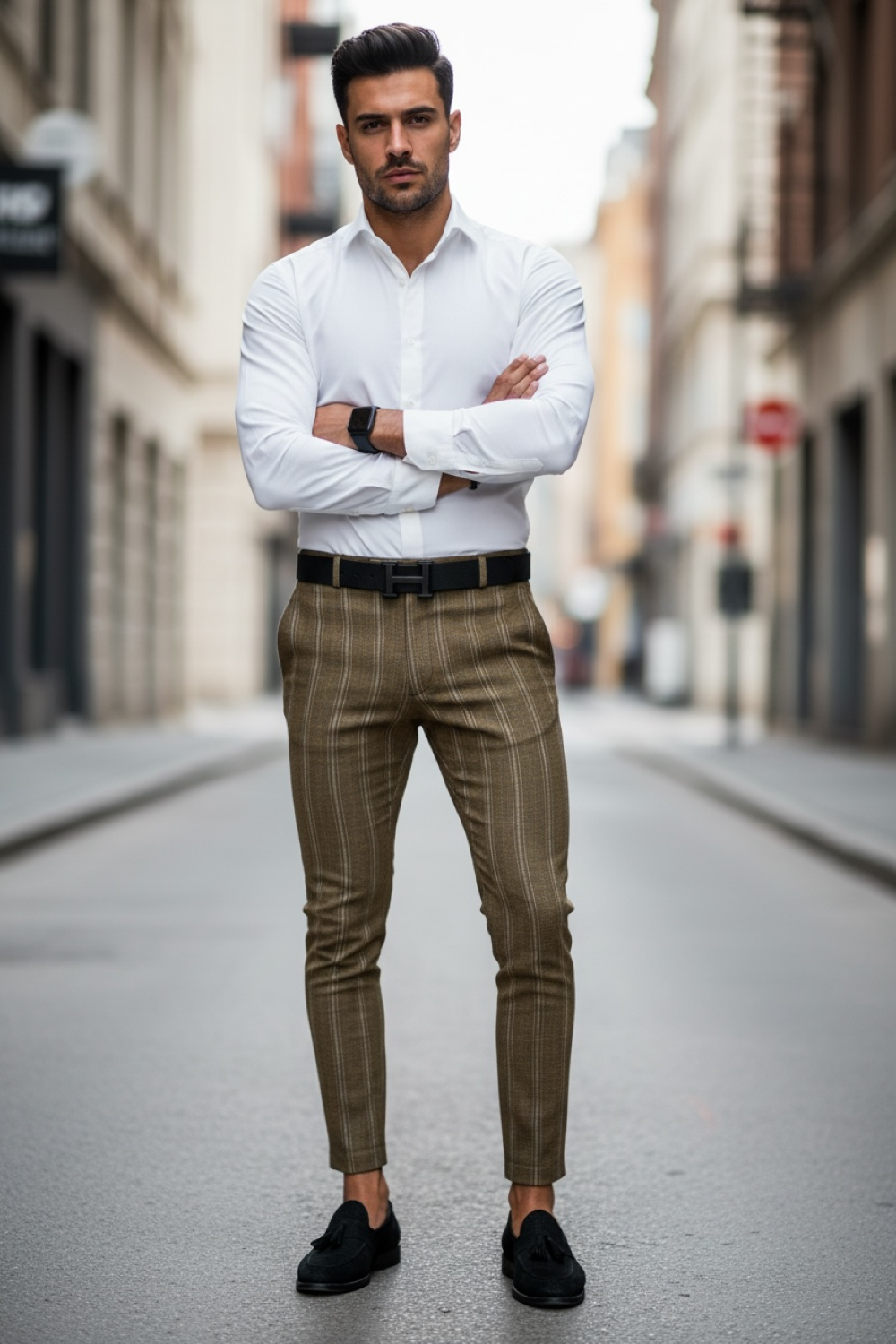Pantaloni Barbati Eleganti cu Croială Conică - imagine 2