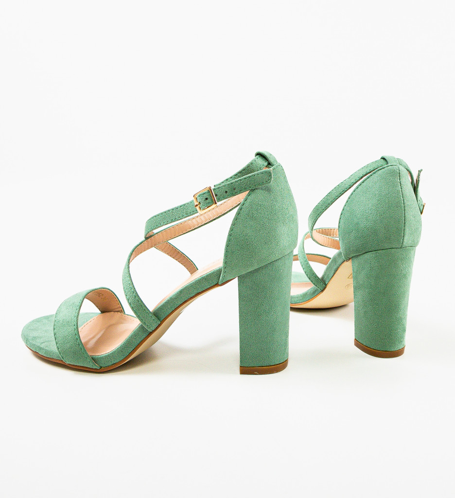 Sandale Tranta Verzi cu Toc Elegant - imagine 6