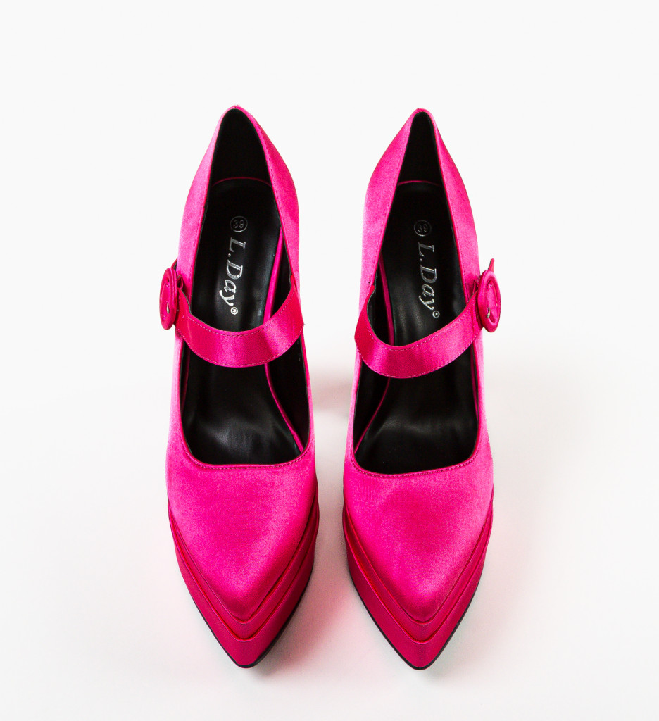 Pantofi Dama Fobol Fuchsia cu Toc Eleganți - imagine 5