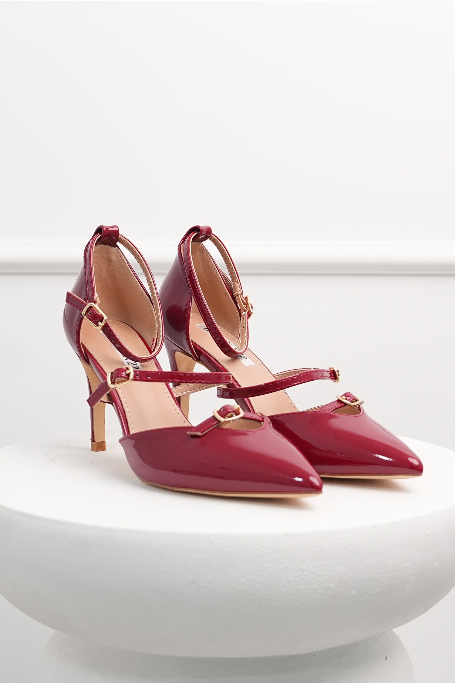 Pantofi roșii lacuiți eleganti cu toc 7cm
