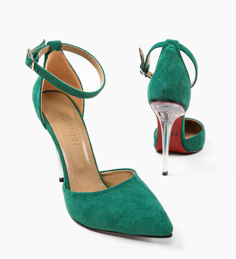 Pantofi Saloka Verzi cu Toc Eleganți - imagine 5