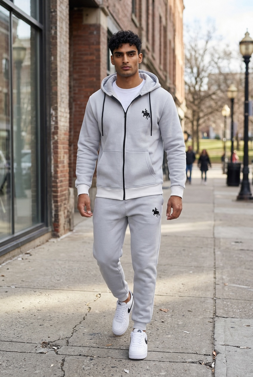 Trening barbati slim fit Pantaloni + Hanorac  gri  13525 D3-5.1