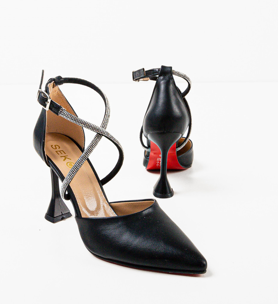 Pantofi Tyber Negri Eleganți cu Toc - imagine 7