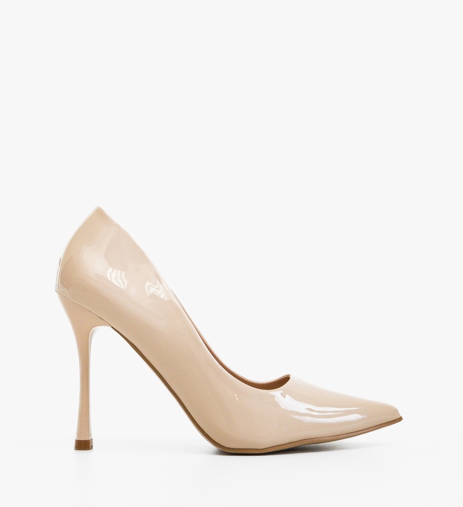 Pantofi Dama Paple Bej Eleganți cu Toc - imagine 6