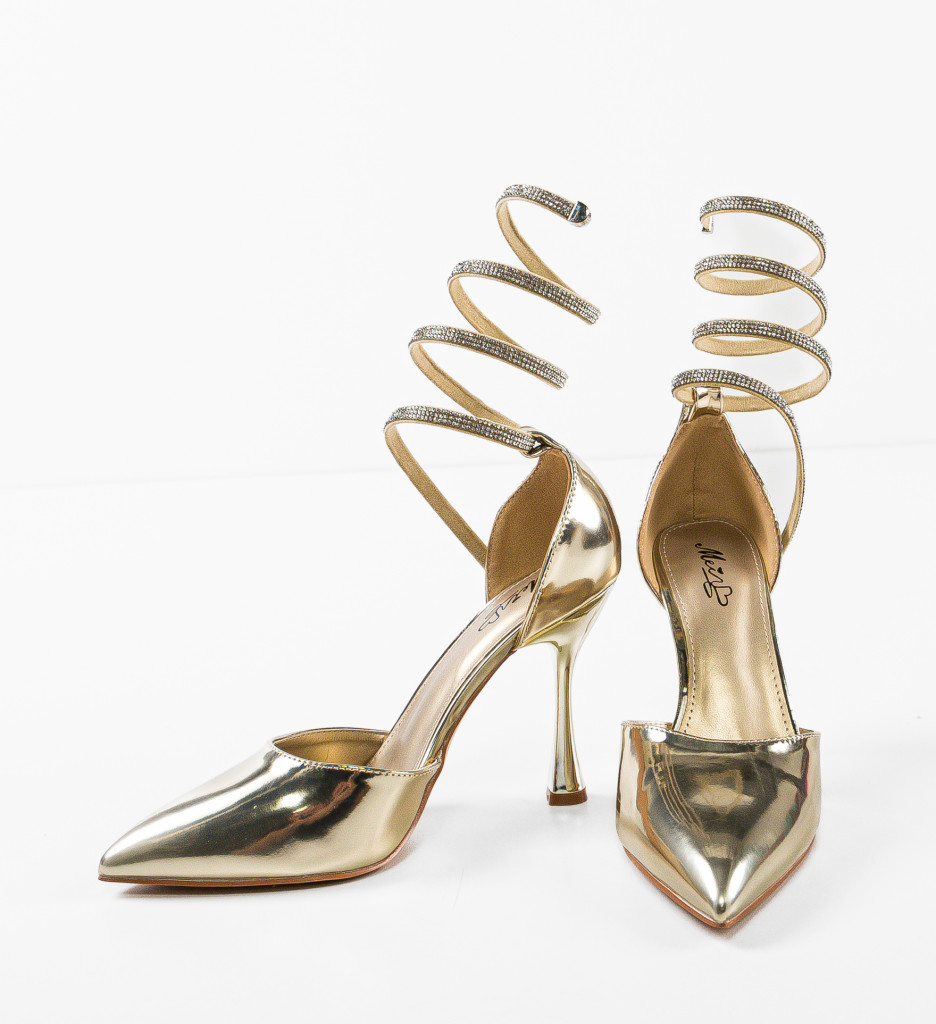 Pantofi Dama Auriu cu Toc Eleganți Malata - imagine 8