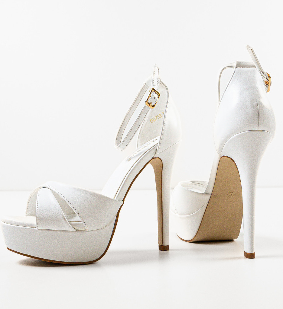 Sandale cu Toc Foja Albe - Eleganta si Stil - imagine 5