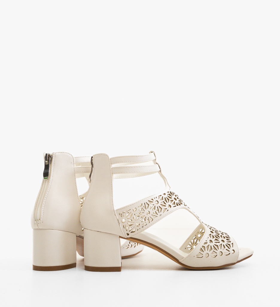 Sandale Drydyna Albe cu Toc Elegante - imagine 4