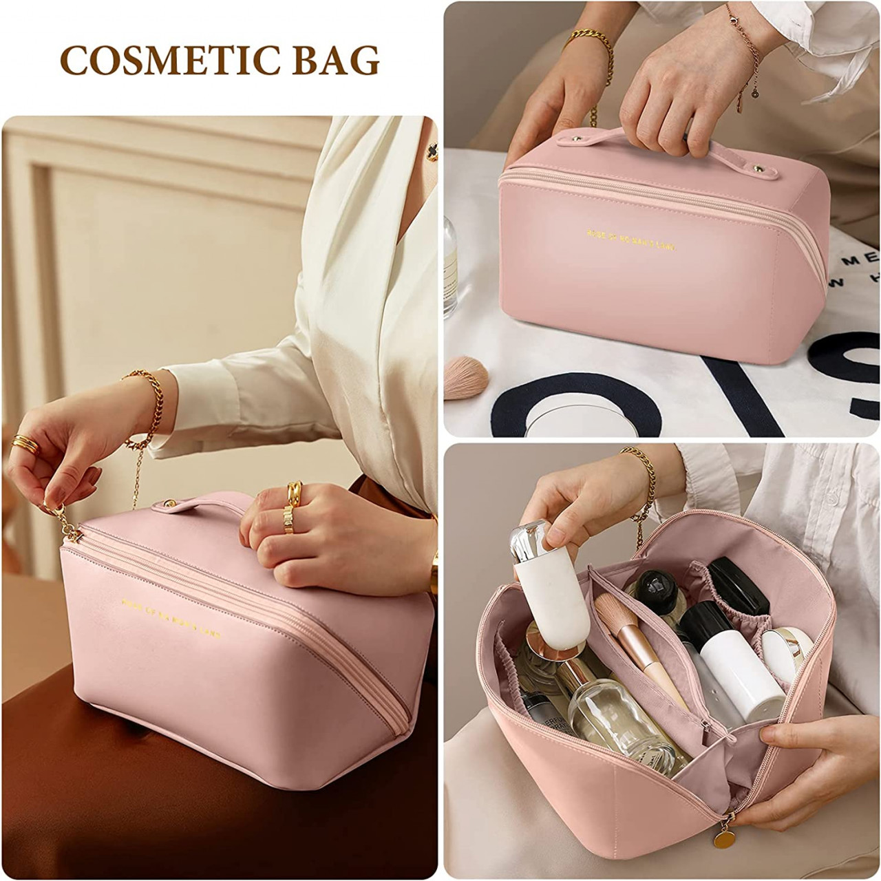 Geanta cosmetice Delis Chabela Roz, impermeabila, 25x12x12.5 cm - imagine 6